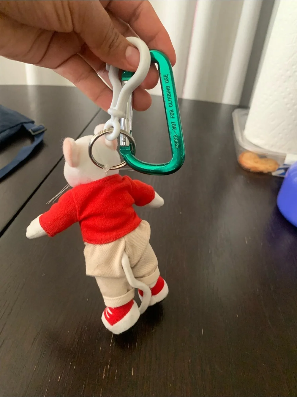STUART LITTLE Key chain White Mouse Keychain with Red Outfit and Tan Pants